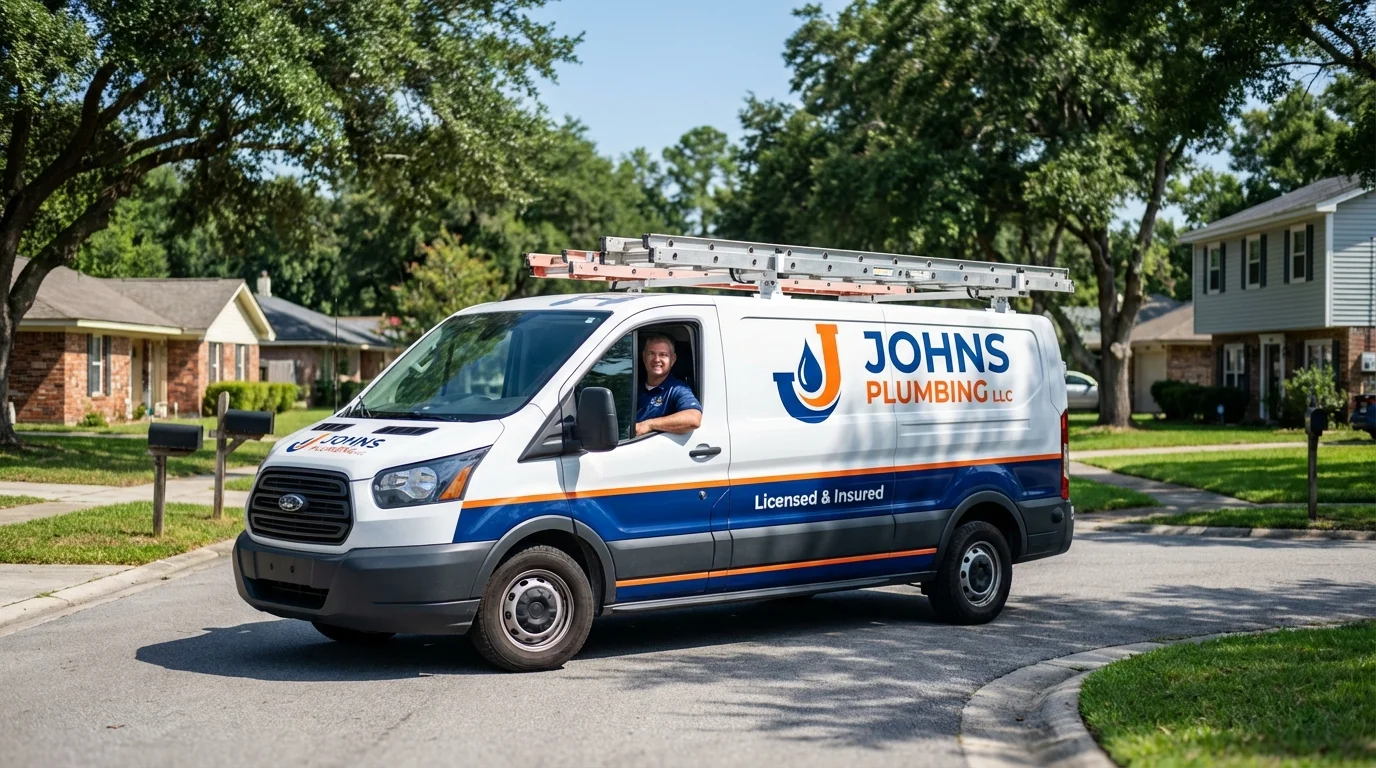 Johns Plumbing LLC service van in Westville, NJ