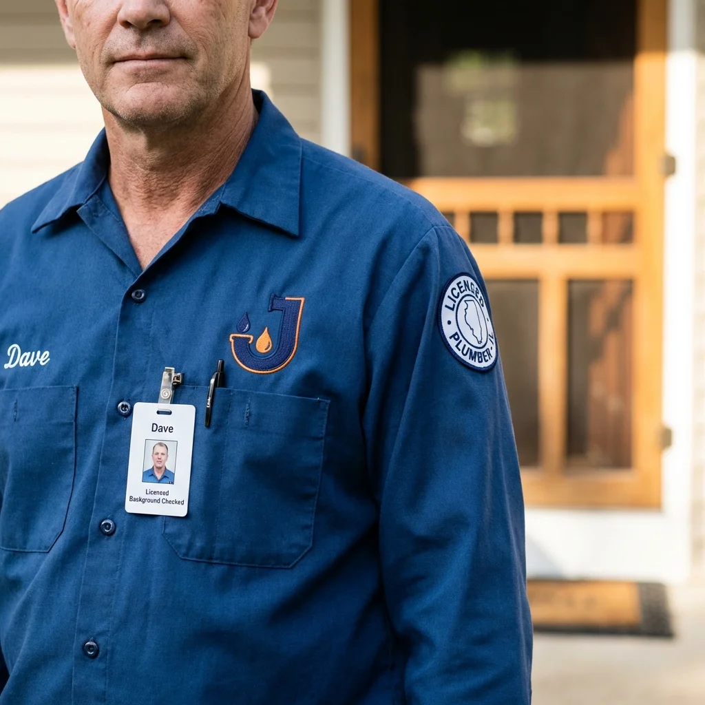 Licensed plumber showing ID badge in Westville, NJ