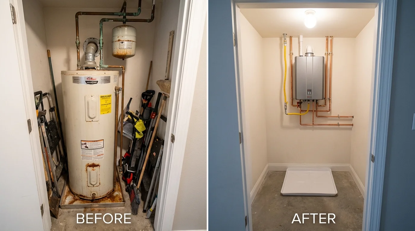 Tank water heater versus wall-mounted tankless unit comparison for Westville, NJ homeowners