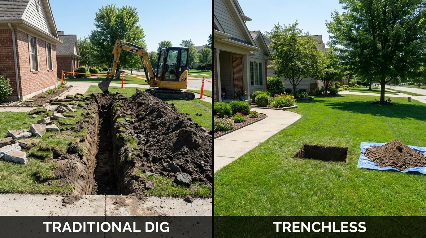 Trenchless sewer repair with minimal yard damage versus traditional excavation in Westville, NJ